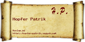 Hopfer Patrik névjegykártya